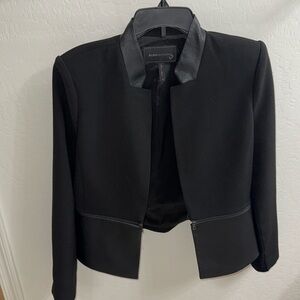 BCBGMAXAZRIA Leather Accent Zip Suit Blazer